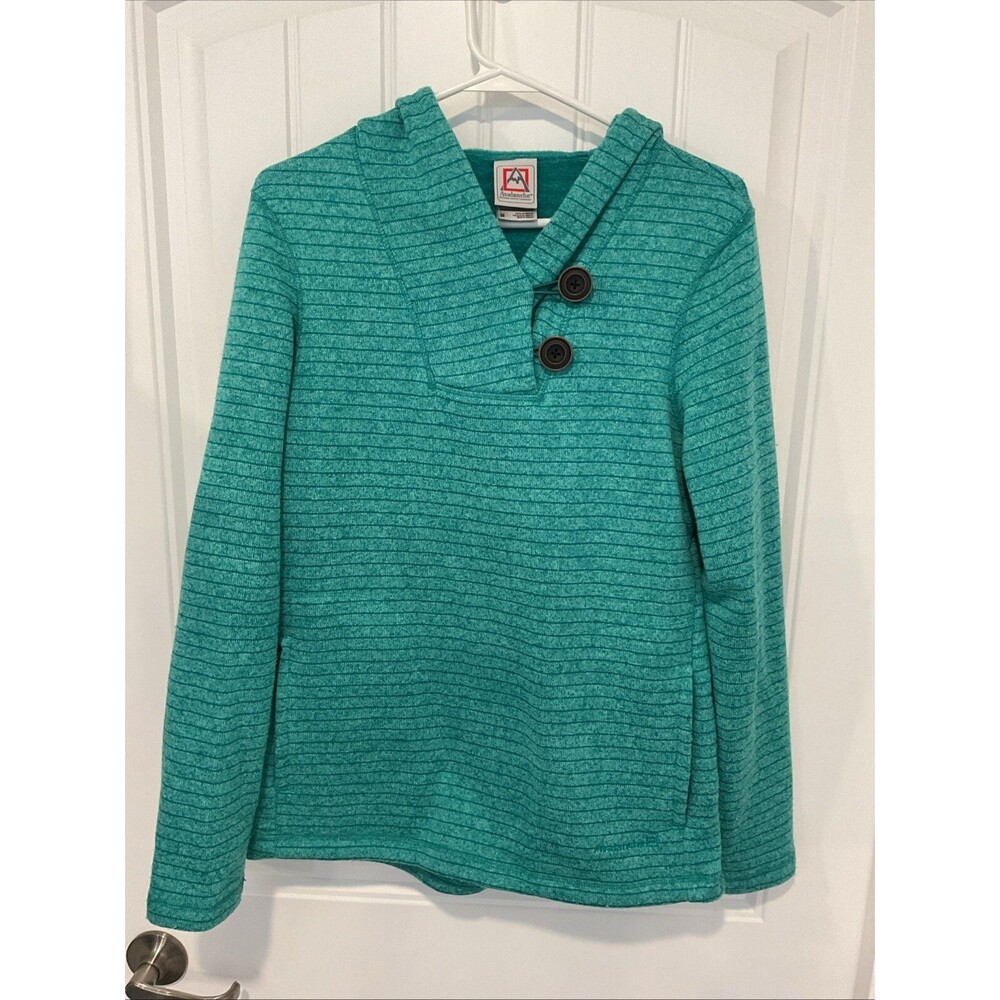 EUC Avalanche Women's Green 1/4 Button Pullover Fleece Sweater Hoodie Medium